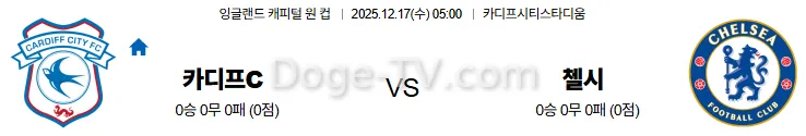 12월17일 카디프시티 첼시 잉글랜드캐피털원컵 스포츠무료중계 스포츠분석