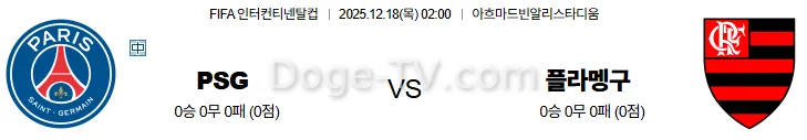12월18일 파리생제르망 플라멩구 인터컨티넨탈컵 해외축구분석 스포츠무료중계 스포츠분석