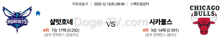 12월13일 샬럿 시카고불스 NBA 스포츠무료중계 스포츠분석
